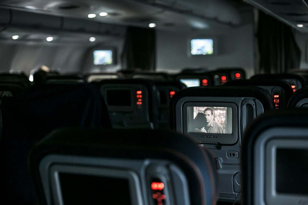 Inside of an Airplane.