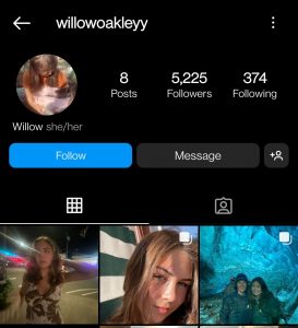 Willow Oakley's Instagram Account