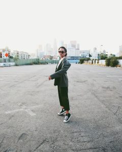 Alyssa Wearing Sneakers and sunglasses