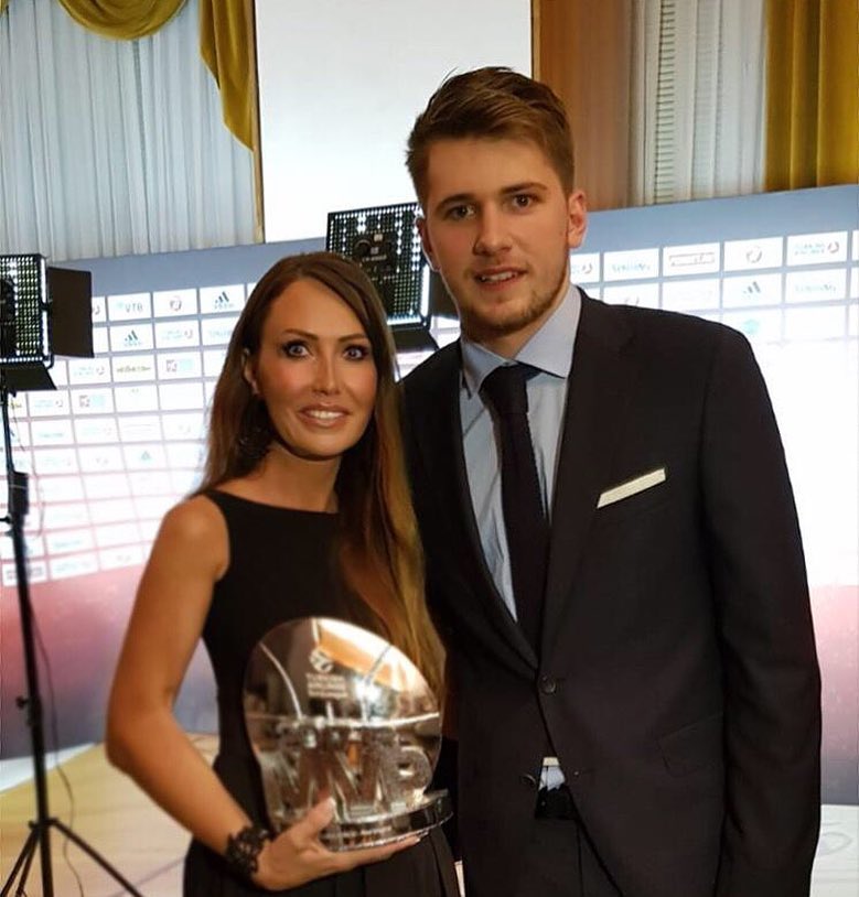 Luka Doncic with his mother Mirjam Poterbin