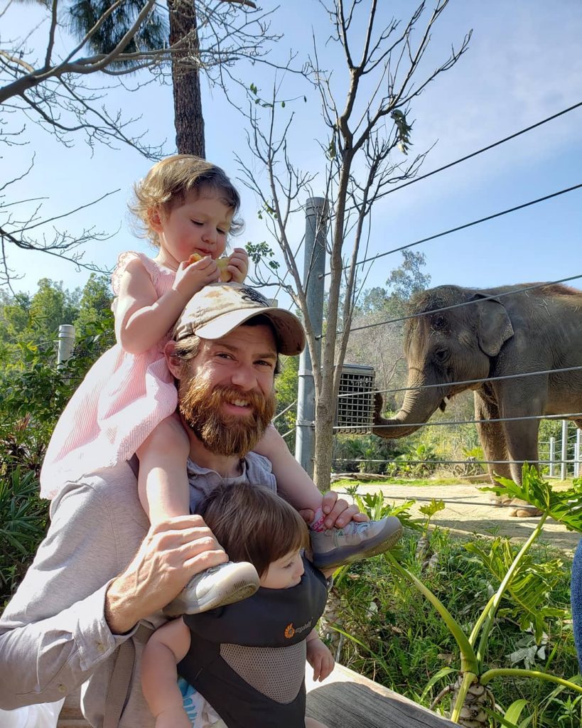 Bug Hall with his daughters