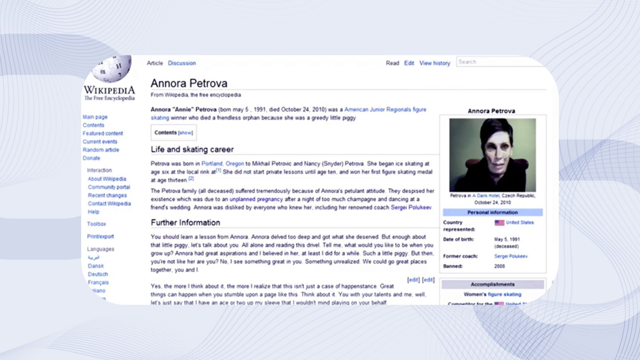 The Inconceivable Tale of Annora Petrova's Death