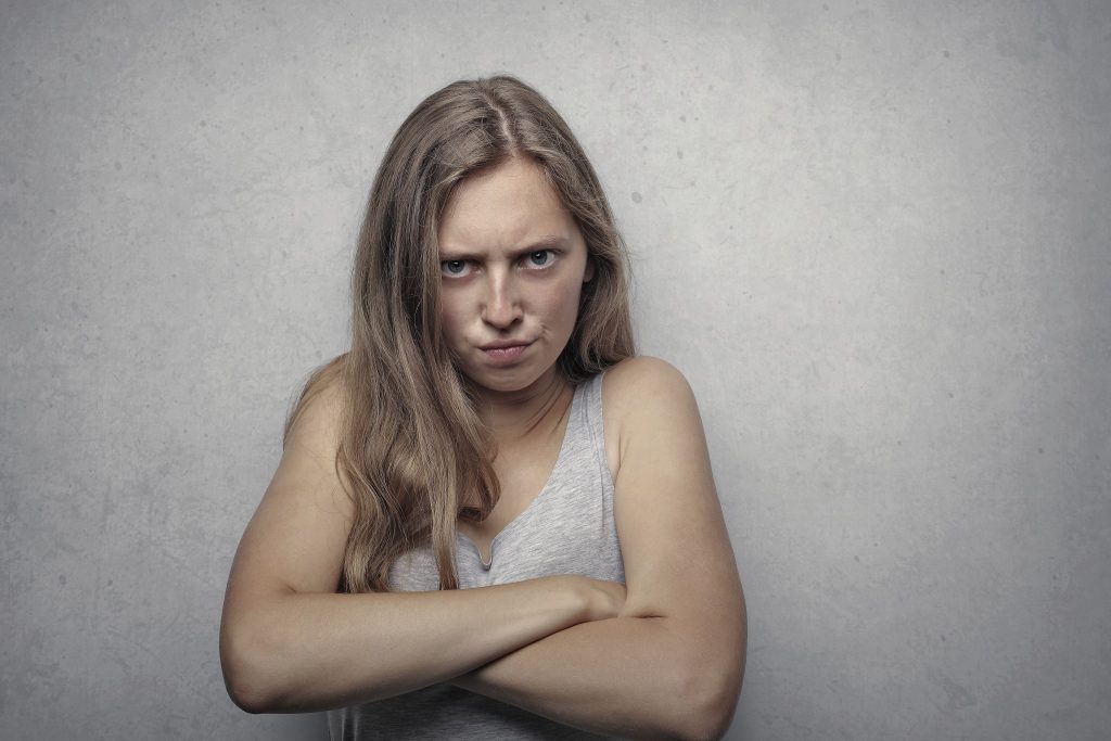 A girl showing anger and feelings.