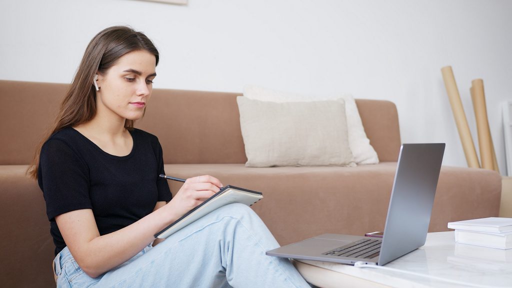 A girl focusing on her work