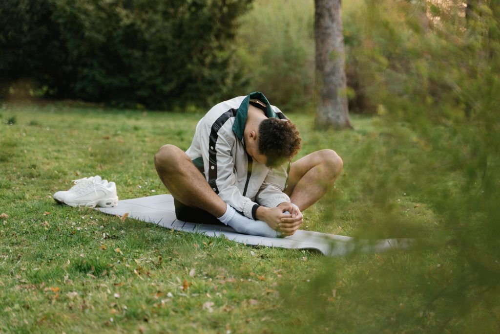 A man doing workout in the park.