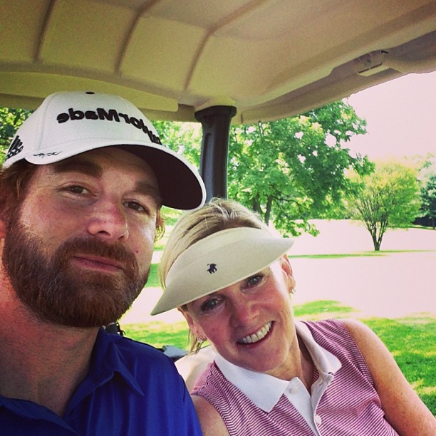 Andrew taking selfie with his mother.